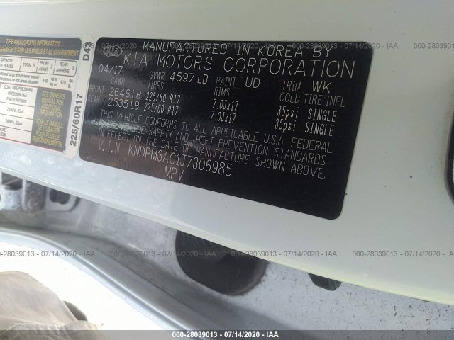 Photo 8 VIN: KNDPM3AC1J7306985 - KIA SPORTAGE 