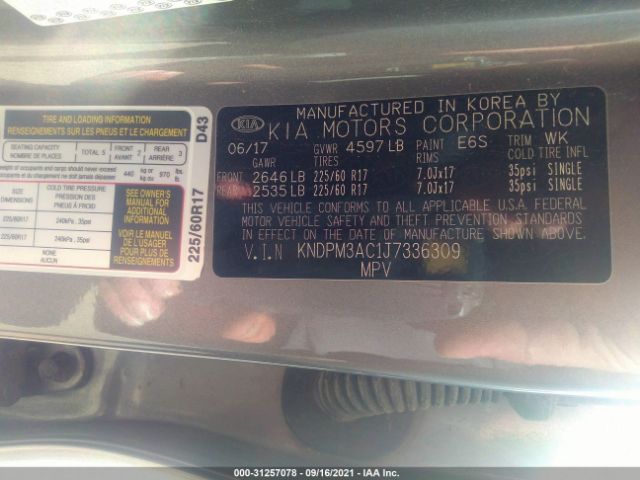 Photo 8 VIN: KNDPM3AC1J7336309 - KIA SPORTAGE 