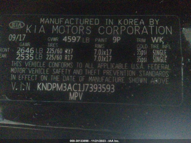 Photo 8 VIN: KNDPM3AC1J7393593 - KIA SPORTAGE 