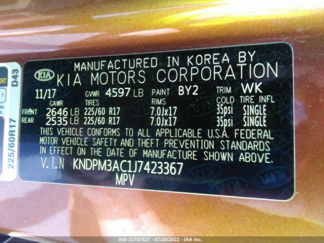 Photo 8 VIN: KNDPM3AC1J7423367 - KIA SPORTAGE 