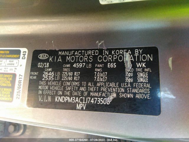 Photo 8 VIN: KNDPM3AC1J7473508 - KIA SPORTAGE 