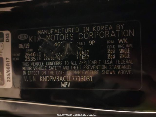 Photo 8 VIN: KNDPM3AC1L7713031 - KIA SPORTAGE 