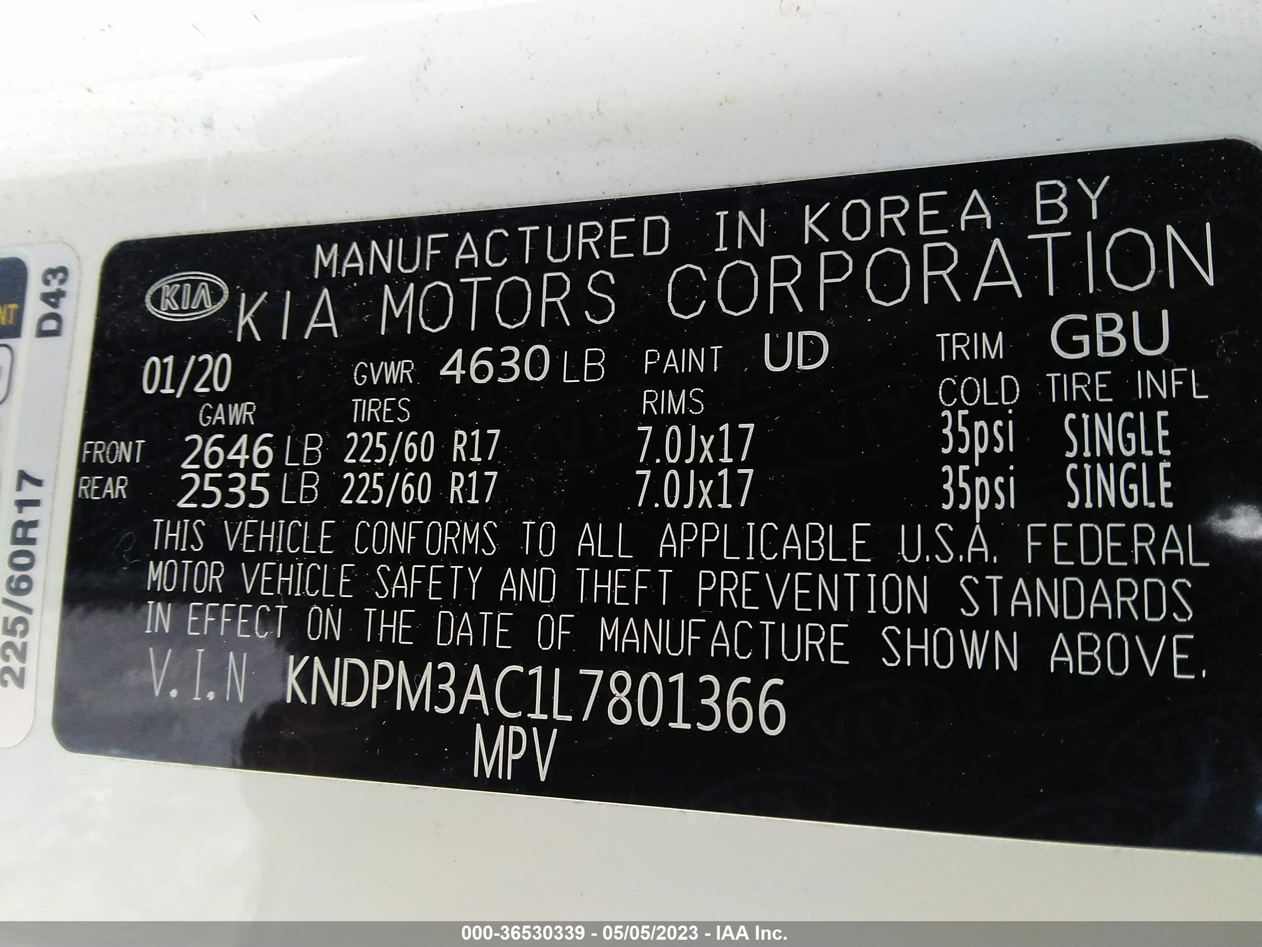 Photo 8 VIN: KNDPM3AC1L7801366 - KIA SPORTAGE 