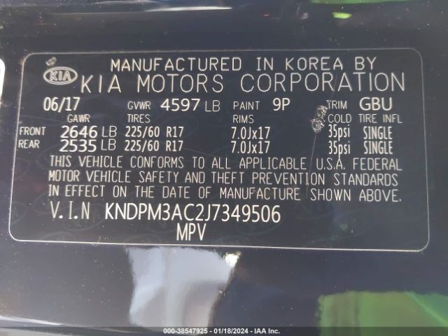 Photo 8 VIN: KNDPM3AC2J7349506 - KIA SPORTAGE 