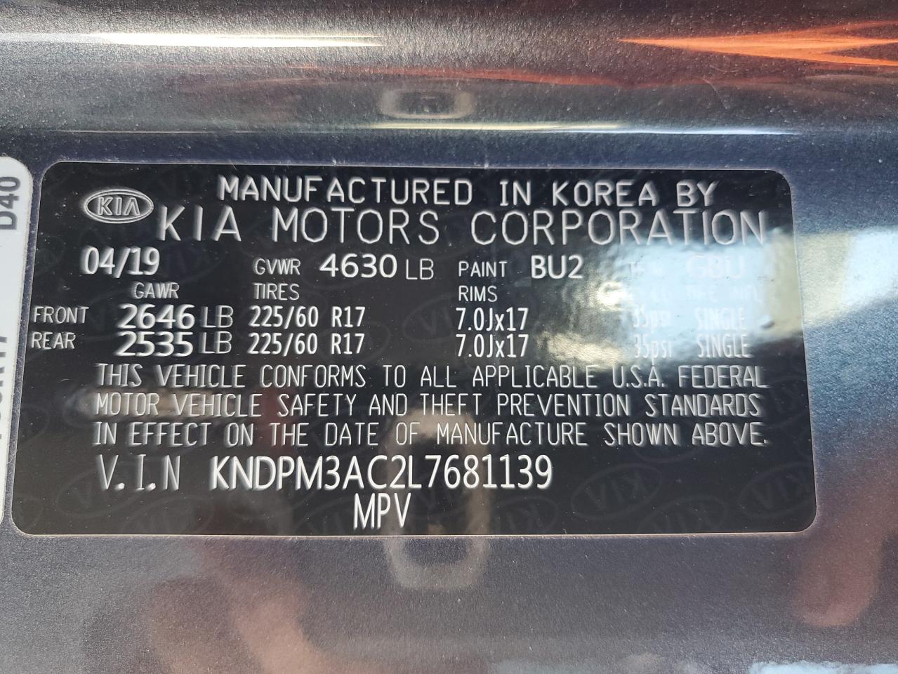 Photo 12 VIN: KNDPM3AC2L7681139 - KIA SPORTAGE 