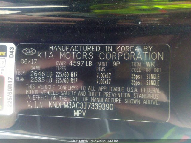 Photo 8 VIN: KNDPM3AC3J7339390 - KIA SPORTAGE 