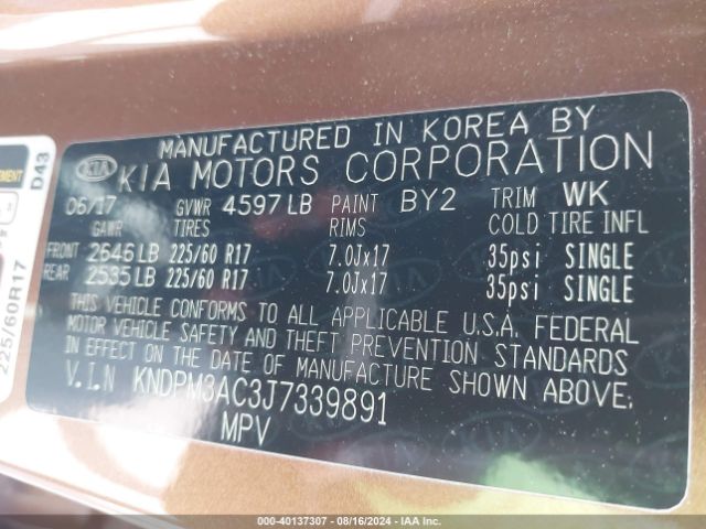 Photo 8 VIN: KNDPM3AC3J7339891 - KIA SPORTAGE 