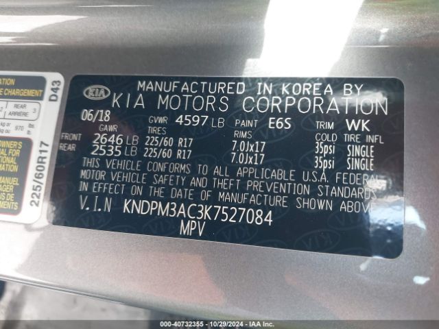 Photo 8 VIN: KNDPM3AC3K7527084 - KIA SPORTAGE 