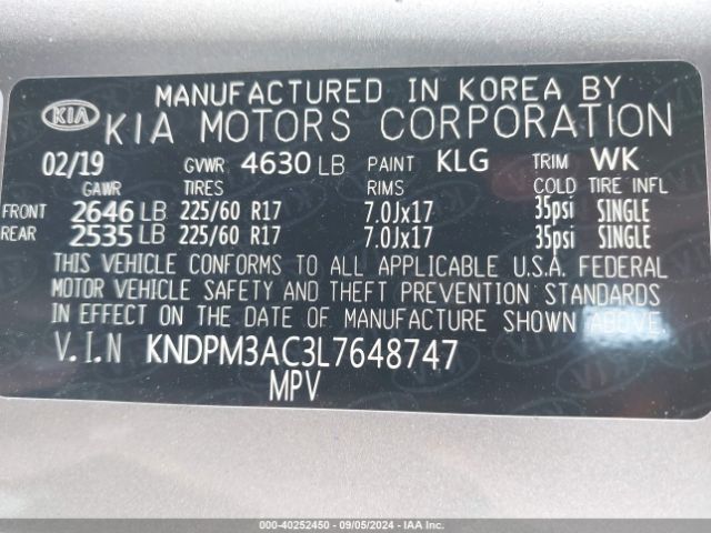 Photo 8 VIN: KNDPM3AC3L7648747 - KIA SPORTAGE 