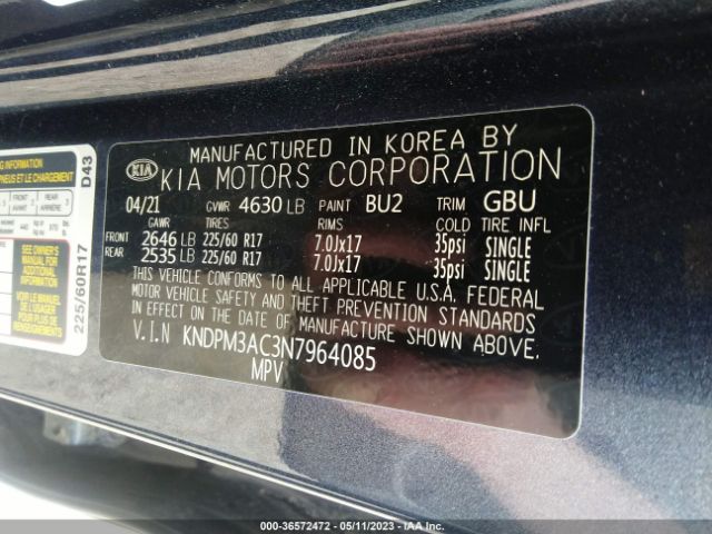 Photo 8 VIN: KNDPM3AC3N7964085 - KIA SPORTAGE 