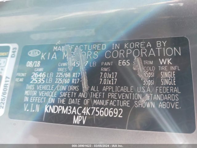 Photo 8 VIN: KNDPM3AC4K7560692 - KIA SPORTAGE 