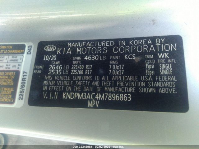 Photo 8 VIN: KNDPM3AC4M7896863 - KIA SPORTAGE 