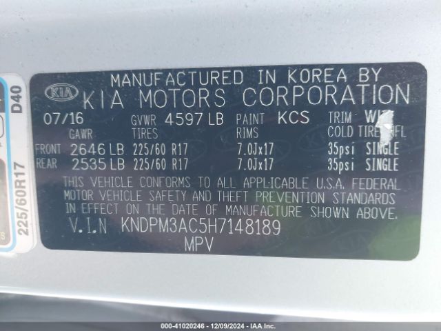 Photo 8 VIN: KNDPM3AC5H7148189 - KIA SPORTAGE 