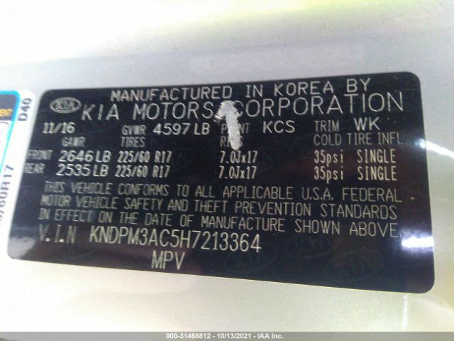 Photo 8 VIN: KNDPM3AC5H7213364 - KIA SPORTAGE 