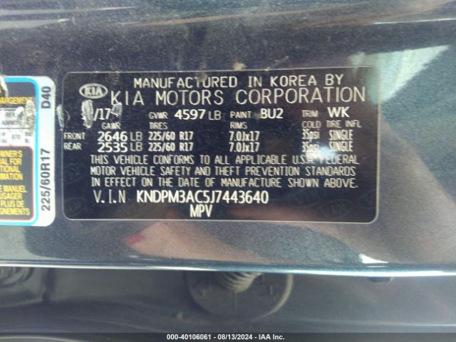 Photo 8 VIN: KNDPM3AC5J7443640 - KIA SPORTAGE 