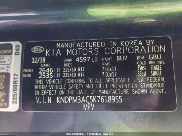 Photo 8 VIN: KNDPM3AC5K7618955 - KIA SPORTAGE 