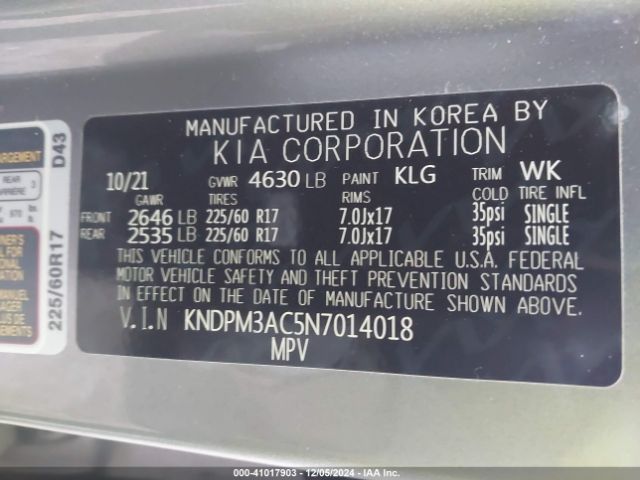 Photo 8 VIN: KNDPM3AC5N7014018 - KIA SPORTAGE 