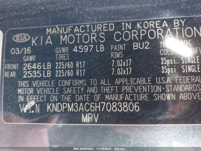 Photo 8 VIN: KNDPM3AC6H7083806 - KIA SPORTAGE 