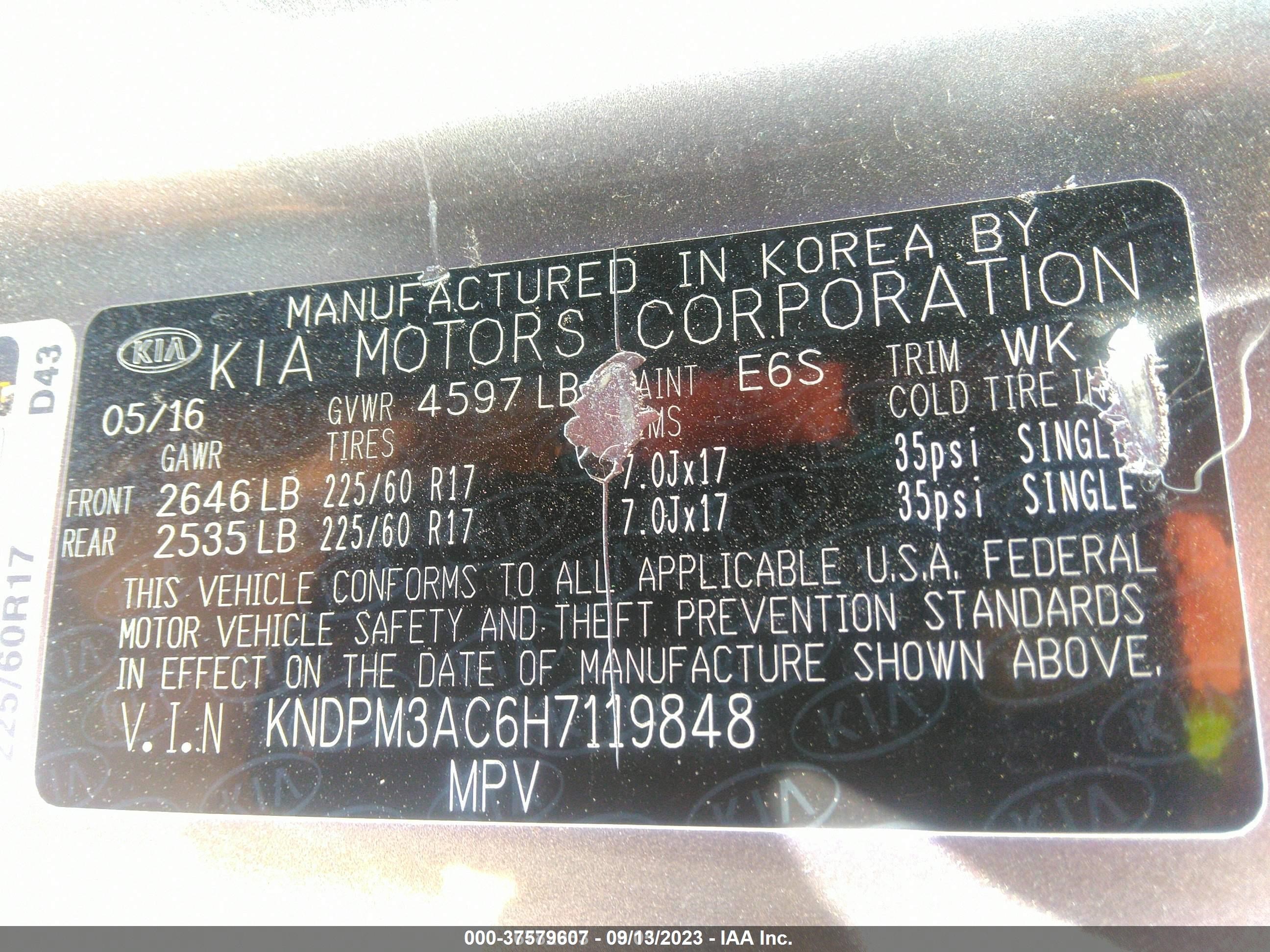 Photo 8 VIN: KNDPM3AC6H7119848 - KIA SPORTAGE 