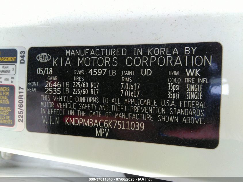 Photo 8 VIN: KNDPM3AC6K7511039 - KIA SPORTAGE 