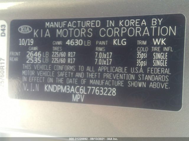 Photo 8 VIN: KNDPM3AC6L7763228 - KIA SPORTAGE 