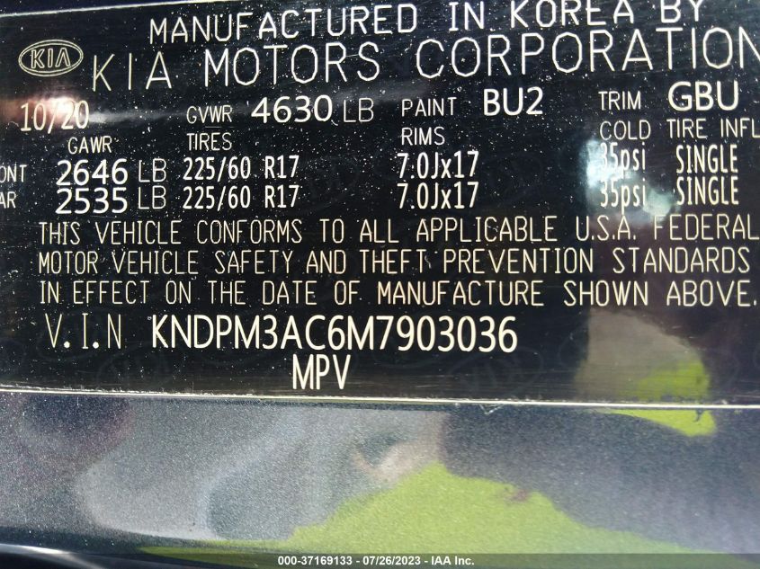 Photo 8 VIN: KNDPM3AC6M7903036 - KIA SPORTAGE 