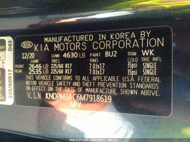 Photo 8 VIN: KNDPM3AC6M7918619 - KIA SPORTAGE 