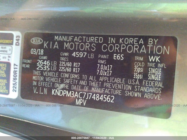 Photo 8 VIN: KNDPM3AC7J7484562 - KIA SPORTAGE 