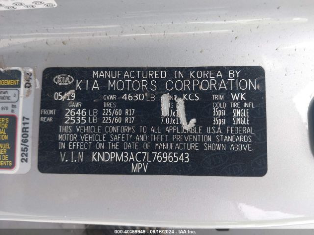 Photo 8 VIN: KNDPM3AC7L7696543 - KIA SPORTAGE 