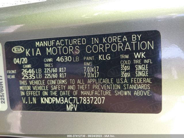 Photo 8 VIN: KNDPM3AC7L7837207 - KIA SPORTAGE 