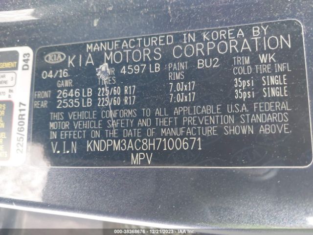 Photo 8 VIN: KNDPM3AC8H7100671 - KIA SPORTAGE 