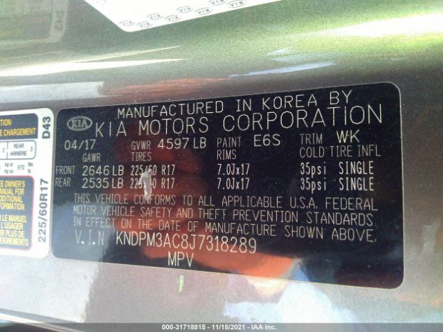 Photo 8 VIN: KNDPM3AC8J7318289 - KIA SPORTAGE 