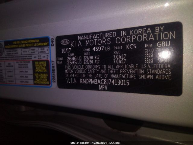 Photo 8 VIN: KNDPM3AC8J7413015 - KIA SPORTAGE 