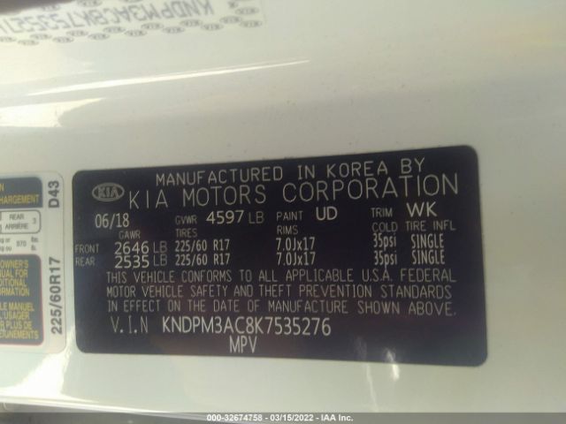 Photo 8 VIN: KNDPM3AC8K7535276 - KIA SPORTAGE 