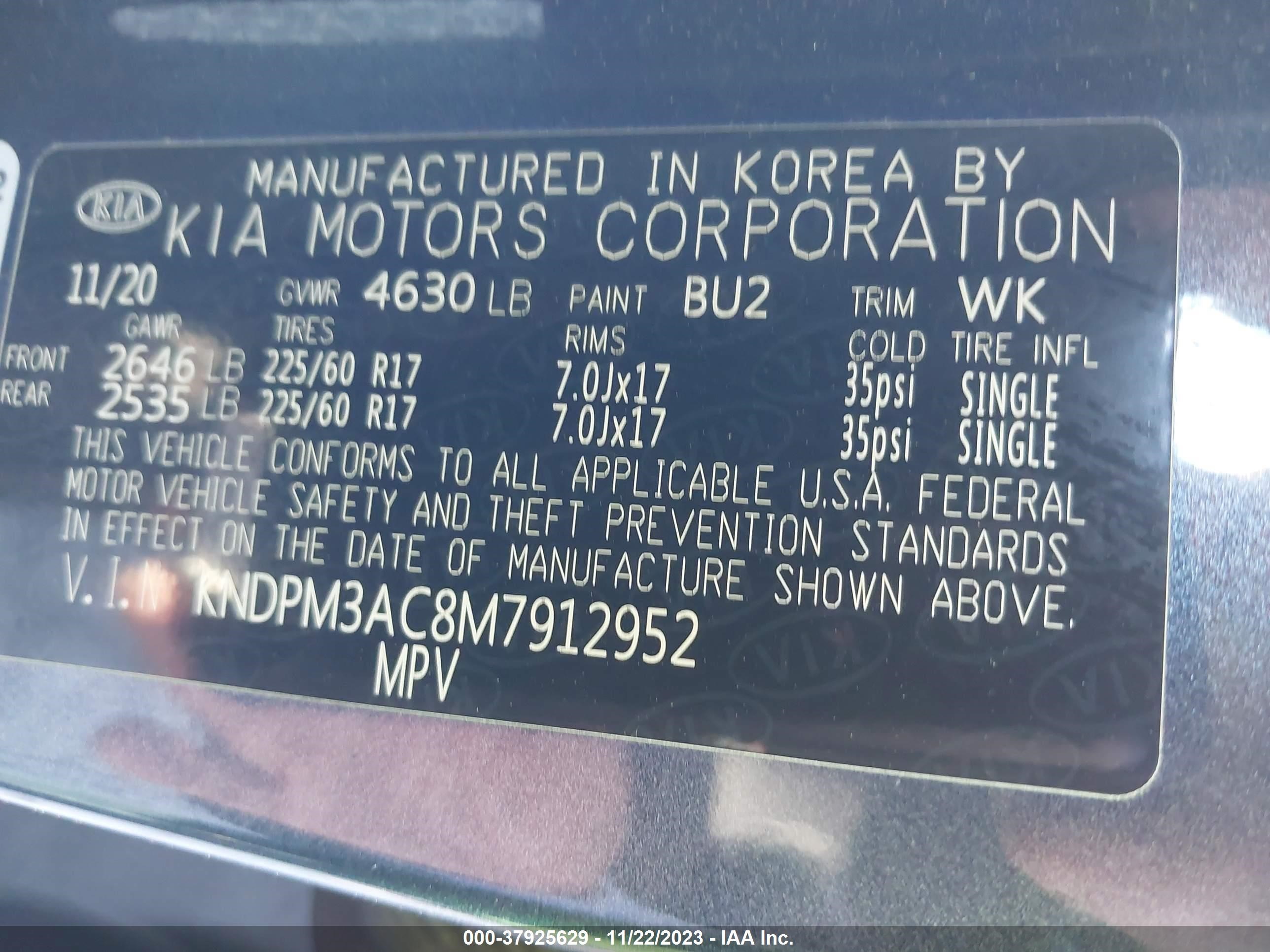 Photo 8 VIN: KNDPM3AC8M7912952 - KIA SPORTAGE 