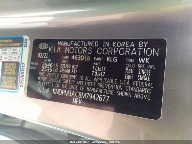 Photo 8 VIN: KNDPM3AC8M7942677 - KIA SPORTAGE 