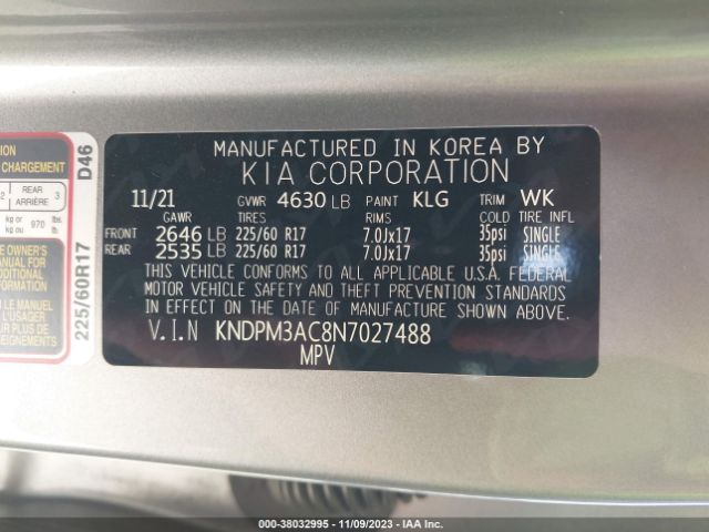 Photo 8 VIN: KNDPM3AC8N7027488 - KIA SPORTAGE 