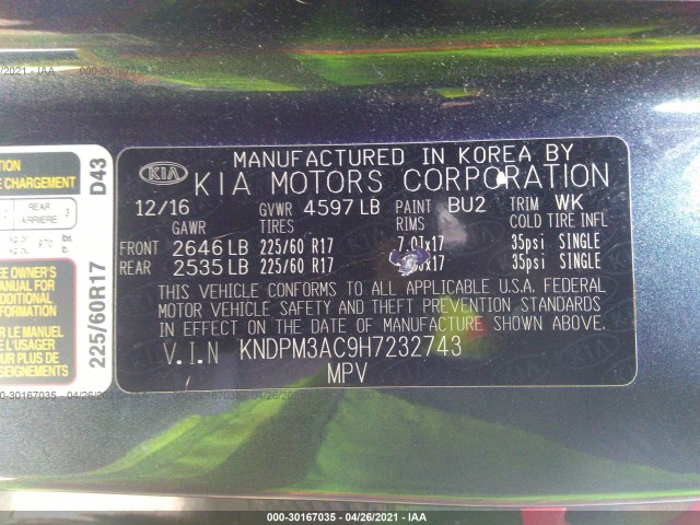 Photo 8 VIN: KNDPM3AC9H7232743 - KIA SPORTAGE 