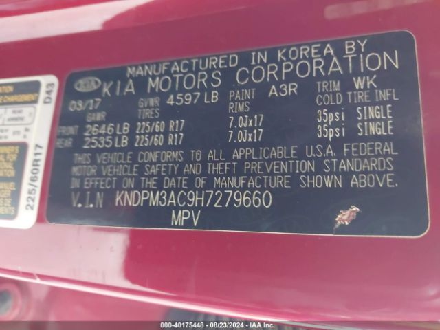 Photo 8 VIN: KNDPM3AC9H7279660 - KIA SPORTAGE 