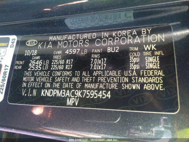 Photo 8 VIN: KNDPM3AC9K7595454 - KIA SPORTAGE 