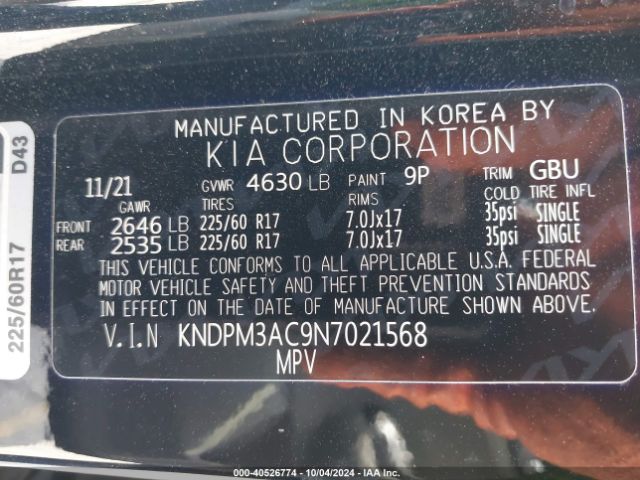 Photo 8 VIN: KNDPM3AC9N7021568 - KIA SPORTAGE 