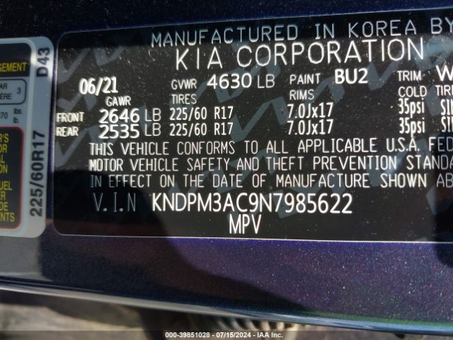 Photo 8 VIN: KNDPM3AC9N7985622 - KIA SPORTAGE 