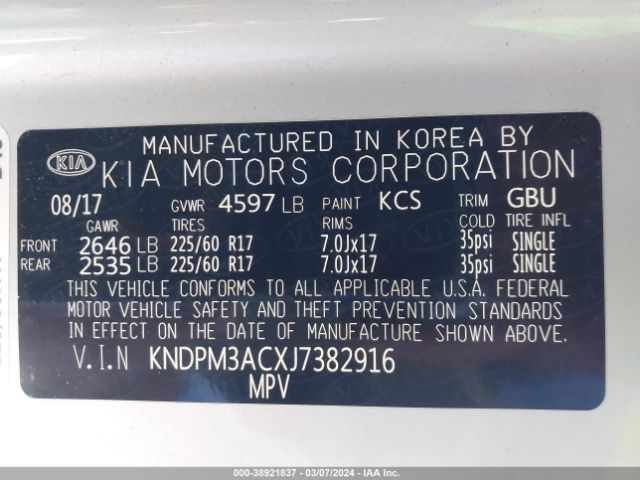 Photo 8 VIN: KNDPM3ACXJ7382916 - KIA SPORTAGE 