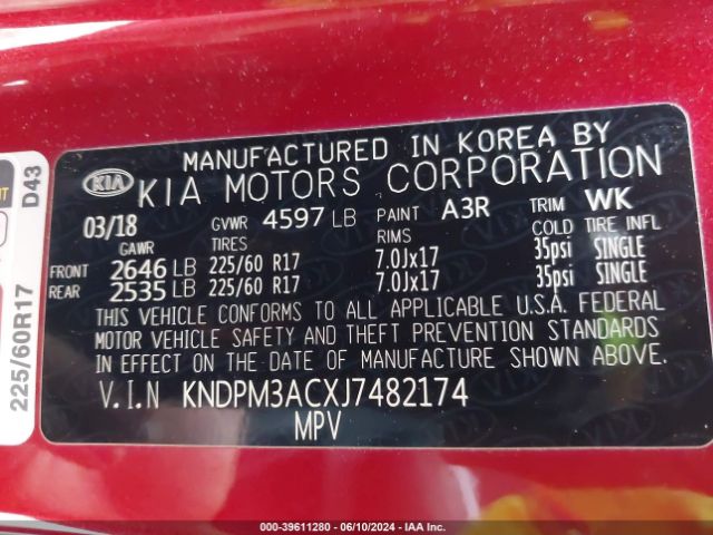 Photo 8 VIN: KNDPM3ACXJ7482174 - KIA SPORTAGE 