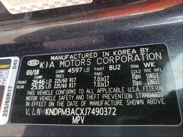 Photo 9 VIN: KNDPM3ACXJ7490372 - KIA SPORTAGE 