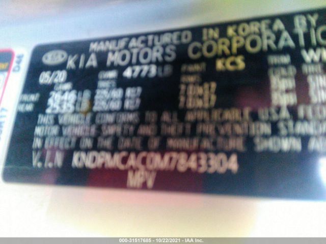 Photo 8 VIN: KNDPMCAC0M7843304 - KIA SPORTAGE 