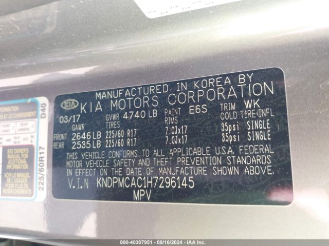 Photo 8 VIN: KNDPMCAC1H7296145 - KIA SPORTAGE 