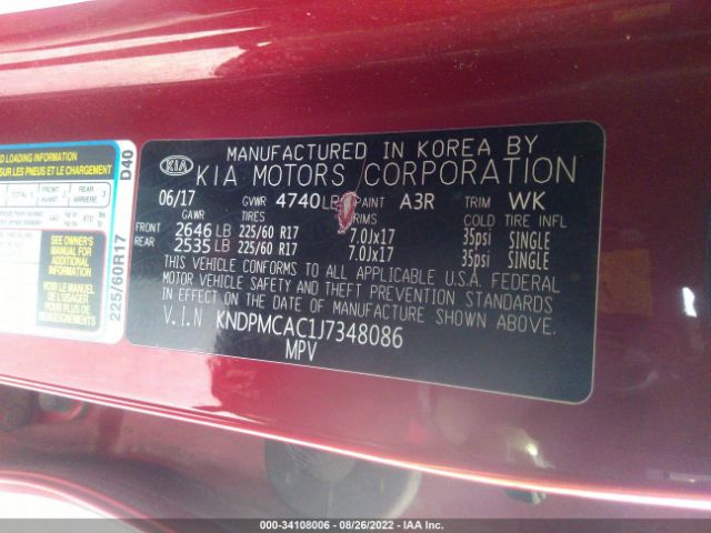 Photo 8 VIN: KNDPMCAC1J7348086 - KIA SPORTAGE 