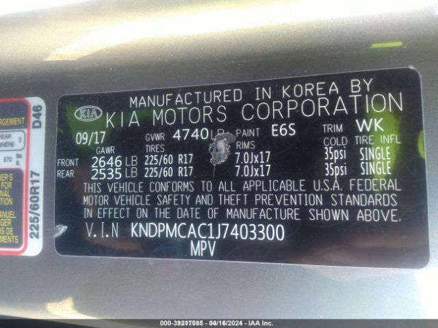 Photo 8 VIN: KNDPMCAC1J7403300 - KIA SPORTAGE 