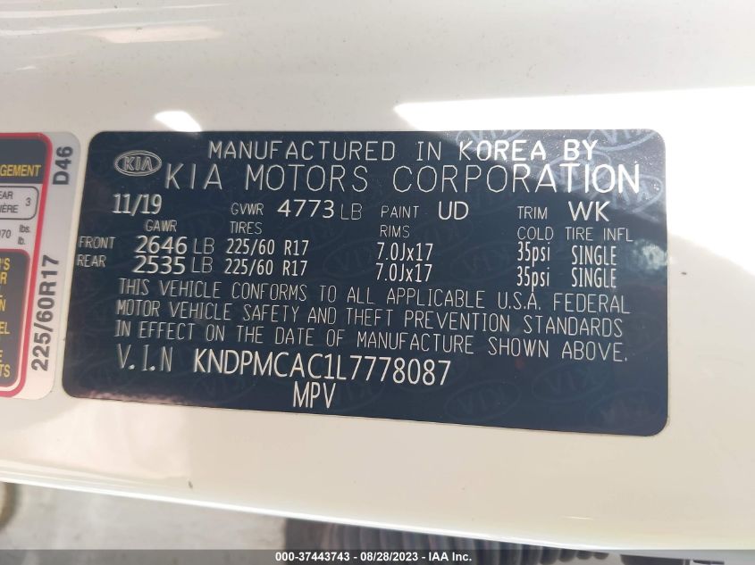 Photo 8 VIN: KNDPMCAC1L7778087 - KIA SPORTAGE 